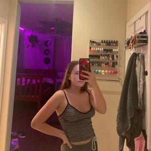 Blue tank white stripes